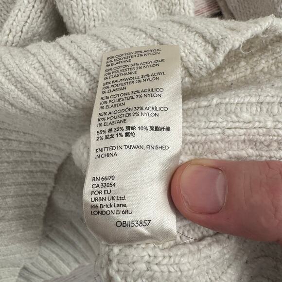 Free People Chunky Knit 3/4 Sleeve Pullover Sweater Womens S Off White Oversized - Picture 10 of 14